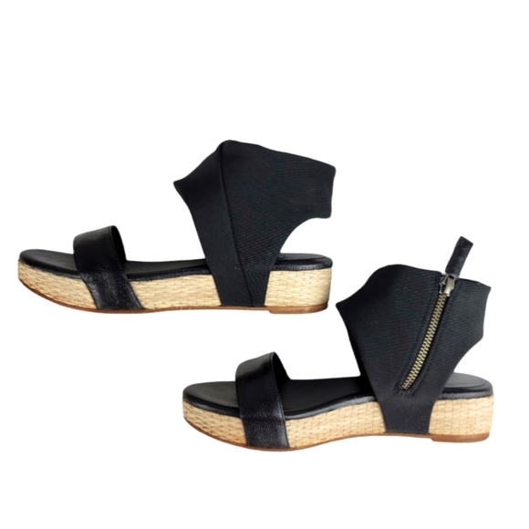 Eileen Fisher‎ Black Side Zippered Espadrille Sandals - Picture 10 of 10